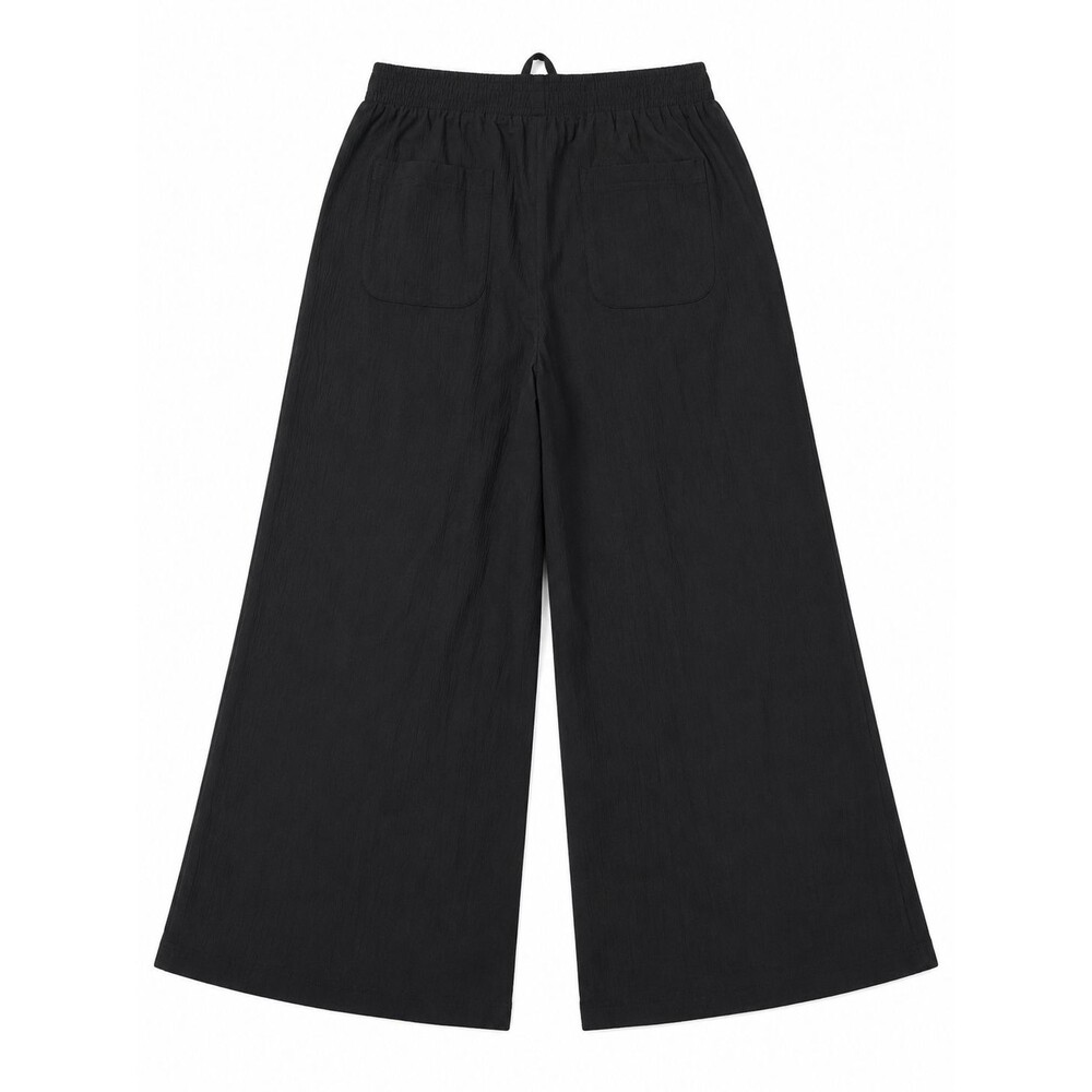 Women's Style & Co Black Gauzy Elastic Waist Pullon Wide Leg Crop Pants Size PL